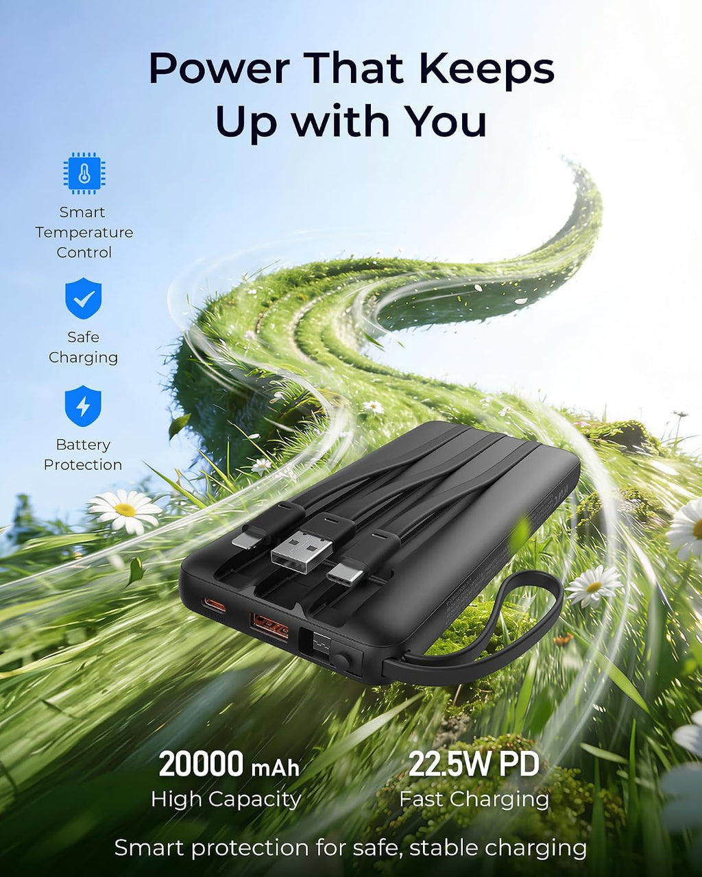VRURC Cargador portátil delgado de 20000 mAh, 22.5 W PD de carga rá...