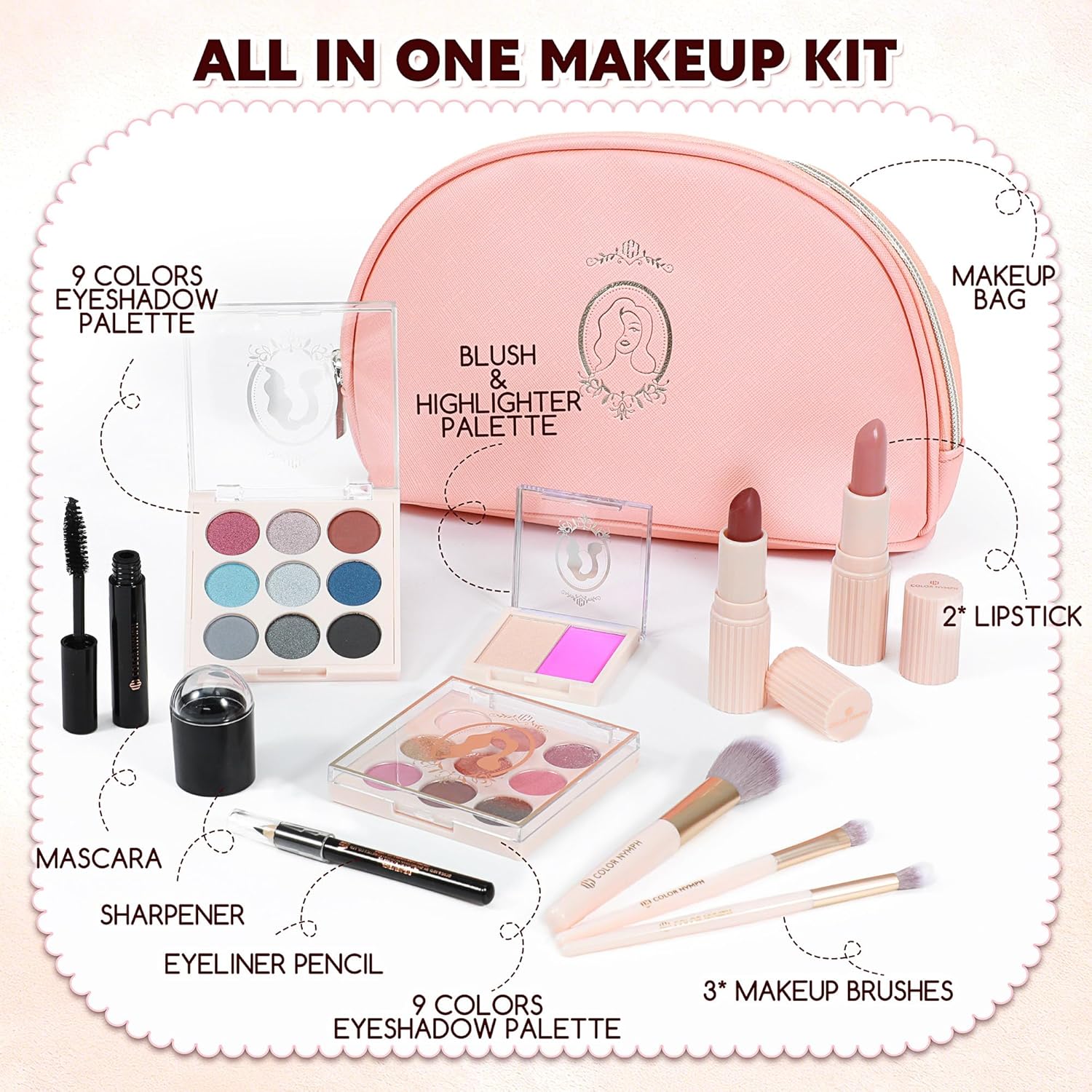 Color Nymph Kit de maquillaje todo en uno para adolescentes y niñas...