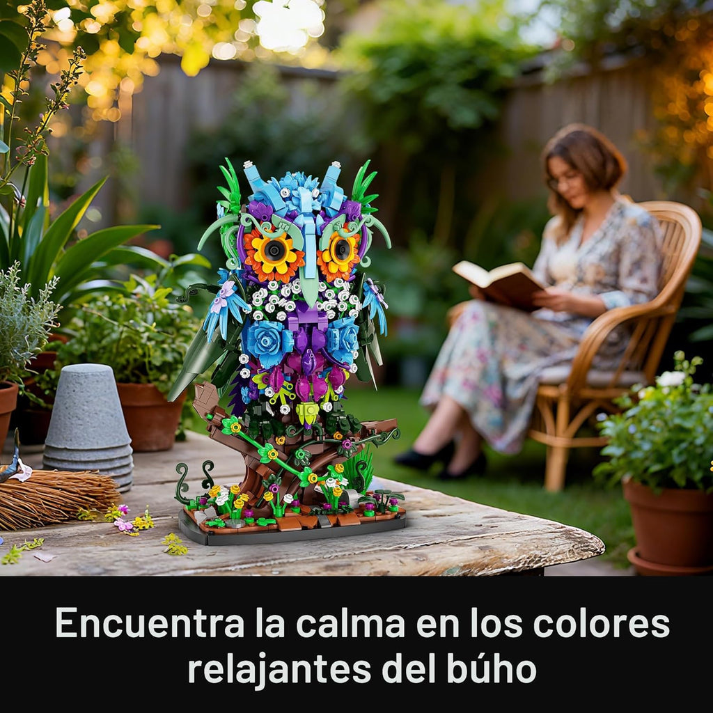 Sillbird Juego de construcción de búho de flores para adultos, rega...