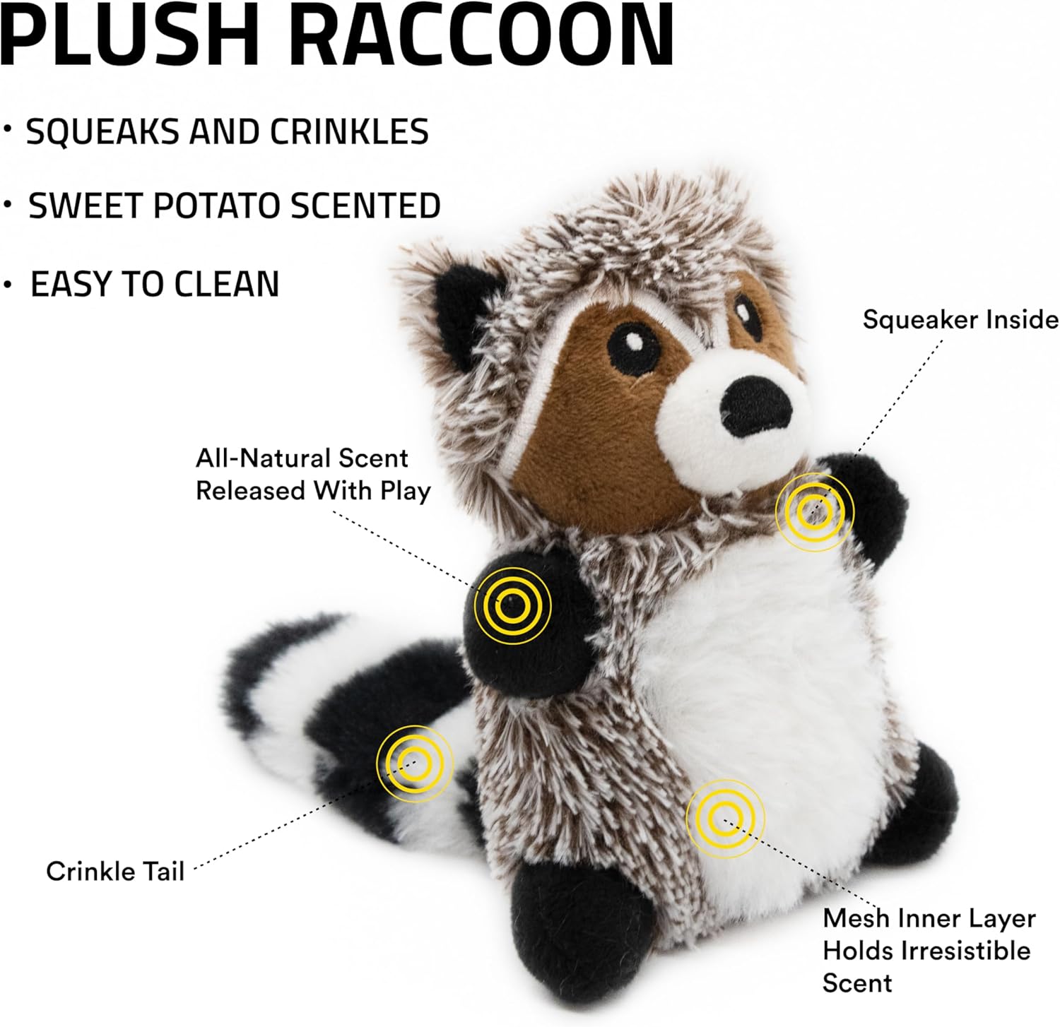 Playology Juguetes para Perros | Juguete de Peluche Mapache Animal...
