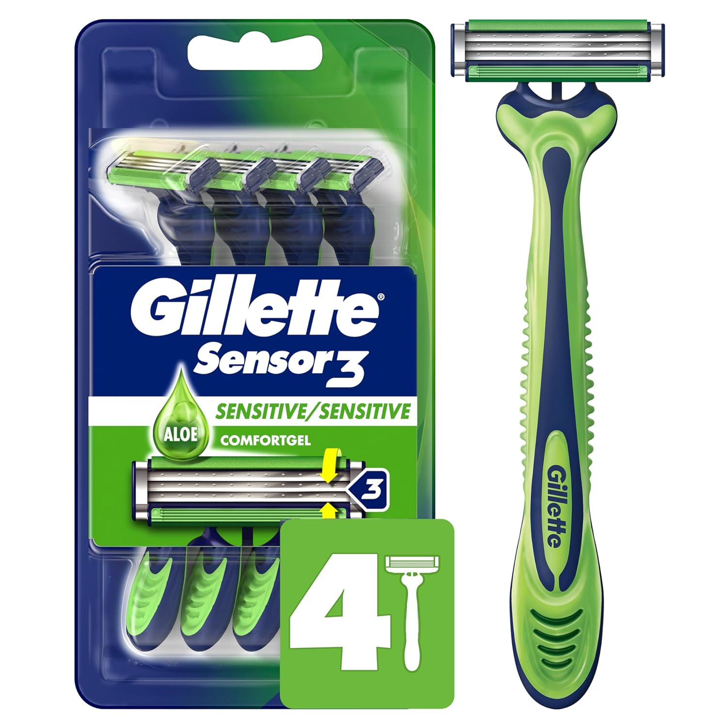 Gillette Sensor3 Sensitive - Maquinilla de afeitar desechable para...
