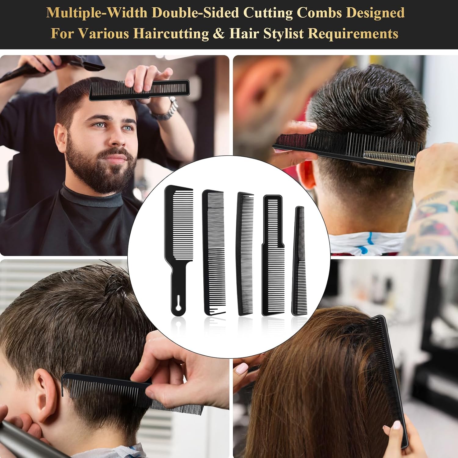 HEYMKGO Peine de peluquero, juego de 14 peines de corte de pelo, pe...