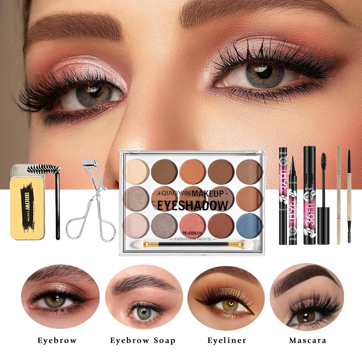 Kit completo de maquillaje de 34 piezas todo en uno para mujeres, i...