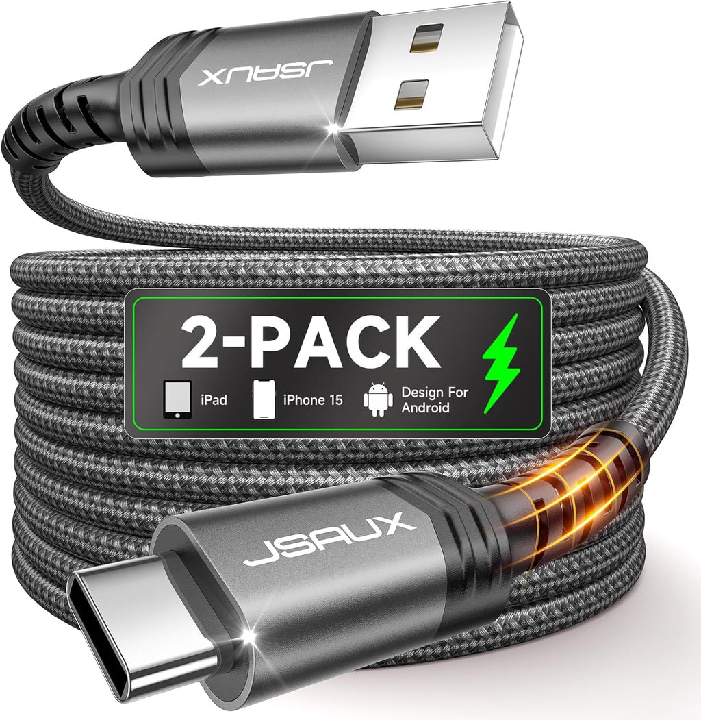 JSAUX Cable USB C [2 unidades de 6.6 pies], cable USB A a USB de ca...