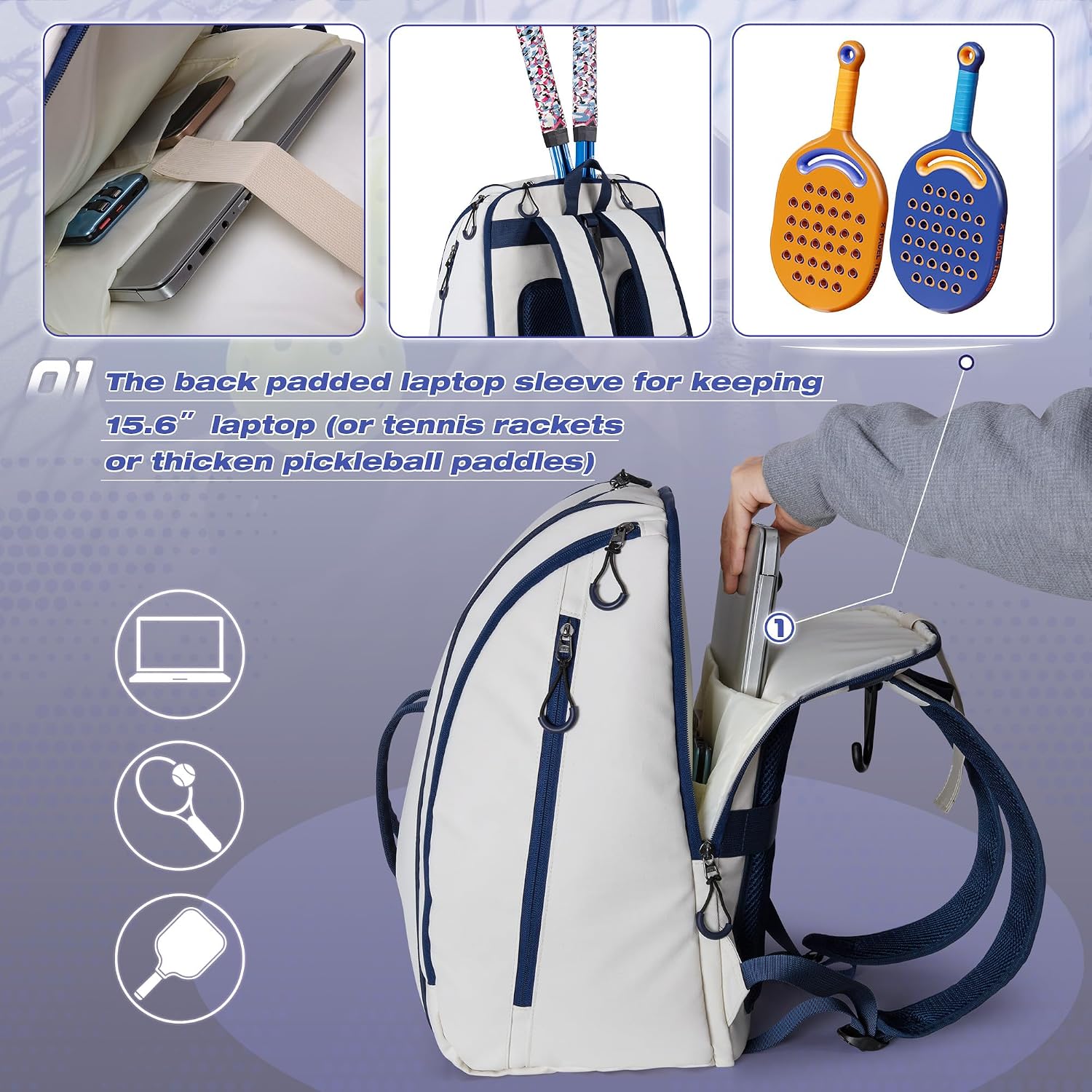 Mochila de Pickleball Smasrob, para 4 palas de Pickleball, mochila...