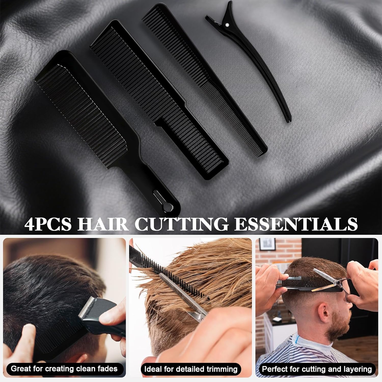 DUAIU Juego de 9 peines para el cabello, peines de peluquero profes...