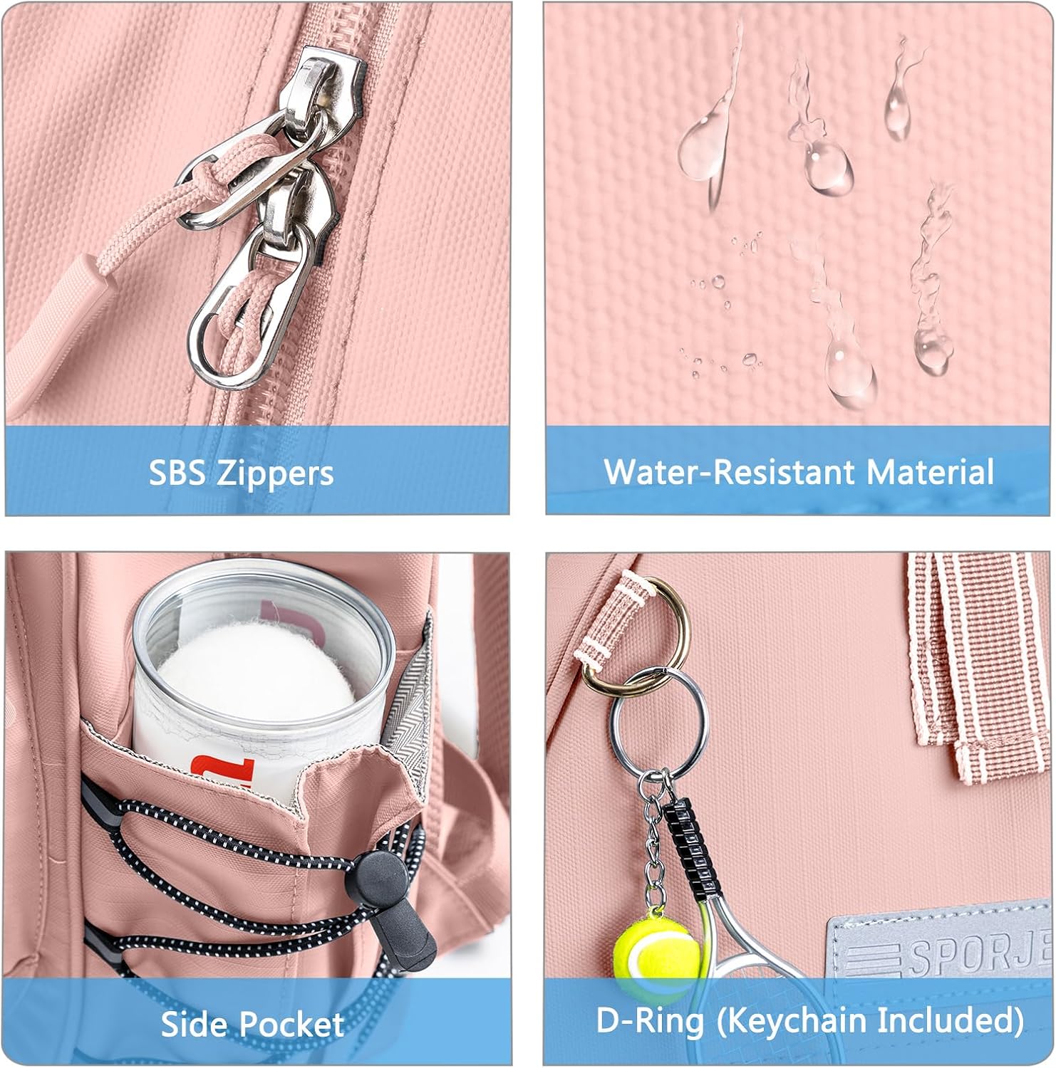 SPORJET Mochila de Tenis con Soporte para 2 Raquetas, Bolsa de Raqu...