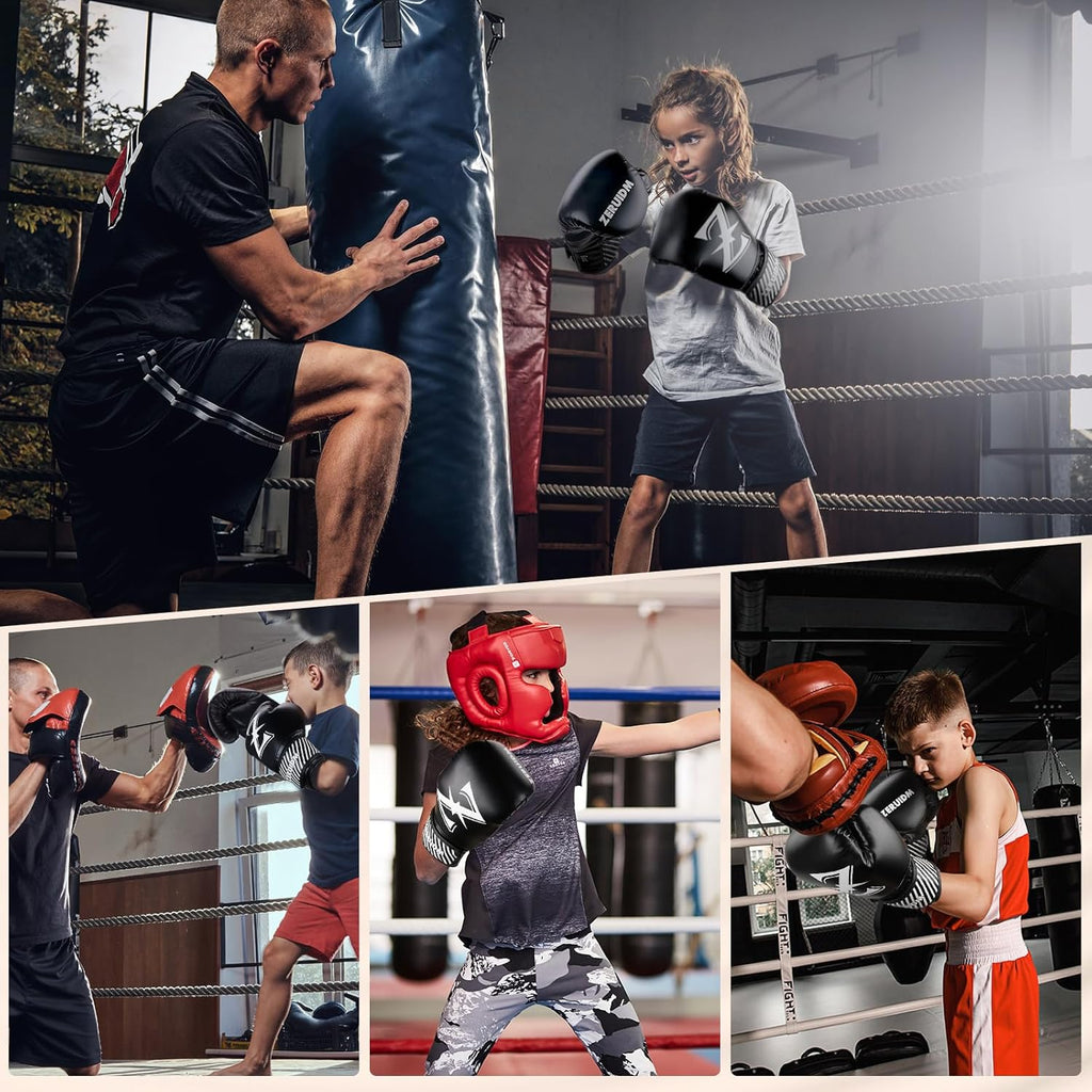 Guantes de boxeo para niños de 6 oz, guantes de entrenamiento juven...