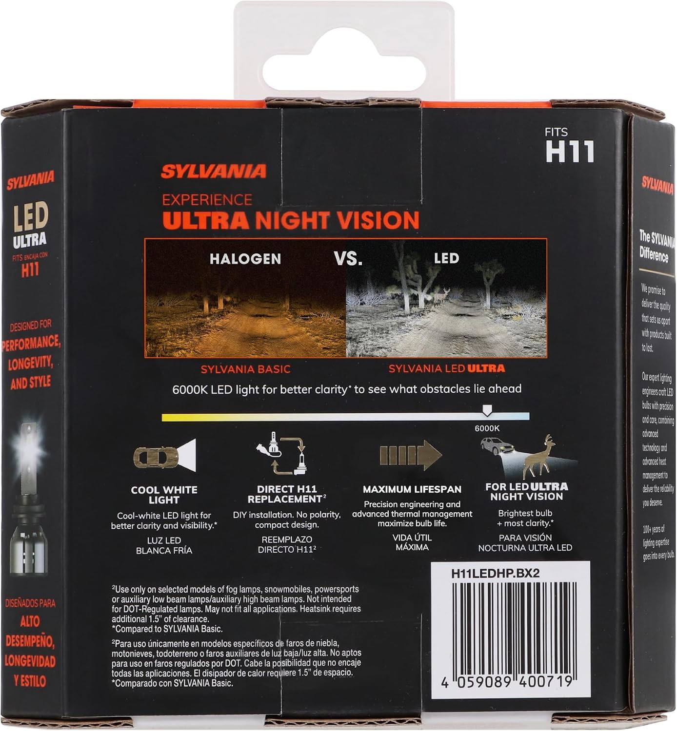 SYLVANIA H11 LED Ultra - Luces antiniebla para coches y camiones -...