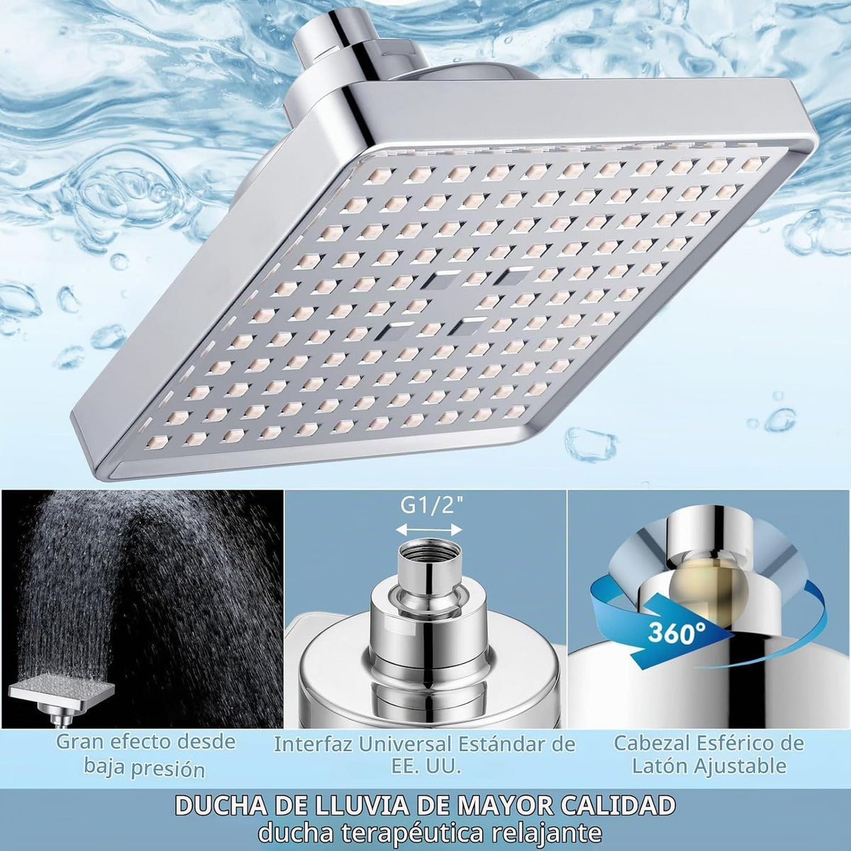 Nuodan Cabezal de ducha filtrado con combo de mano, filtro de regad...