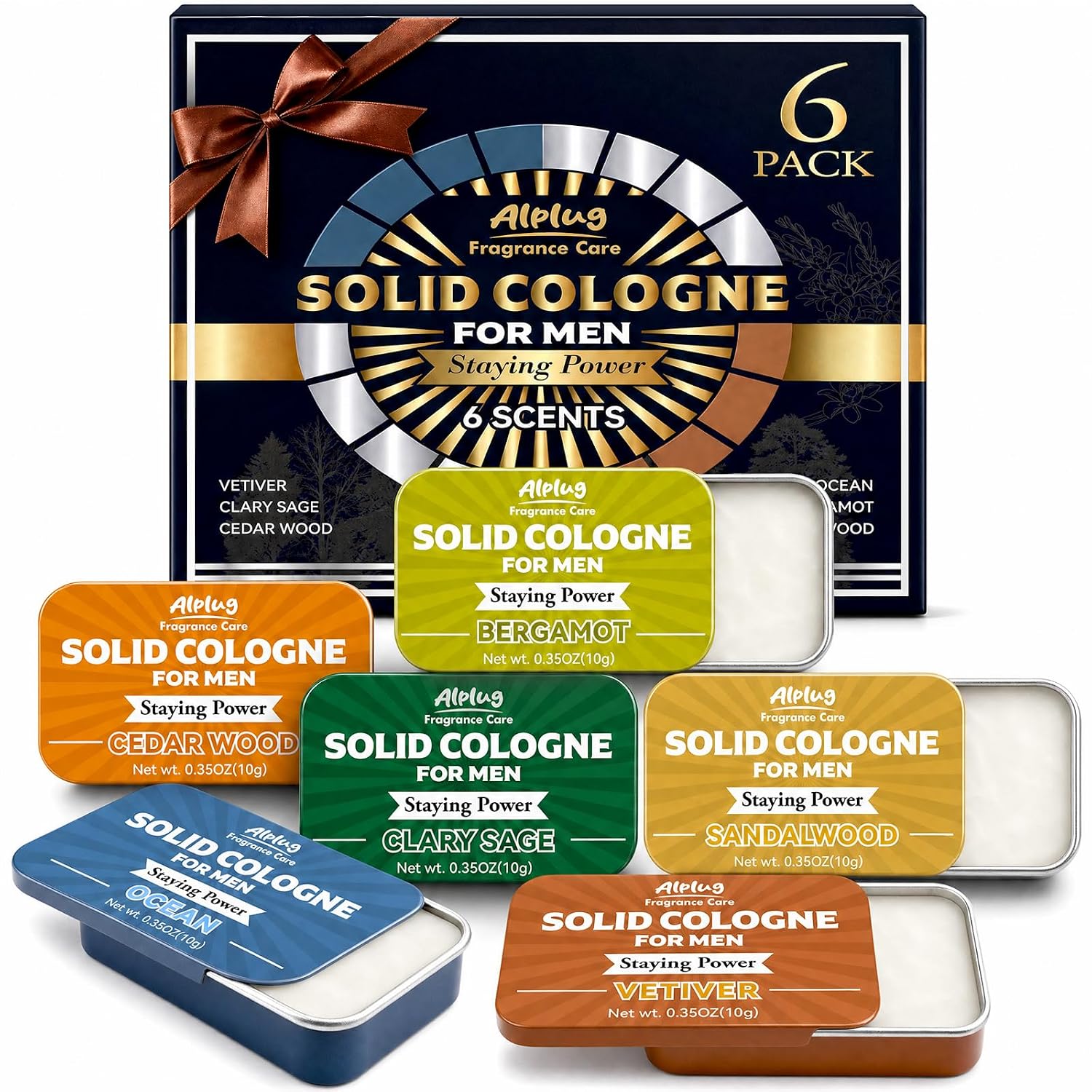 ALPLUG Paquete de 6 regalos de colonia sólida para hombres, regalo...