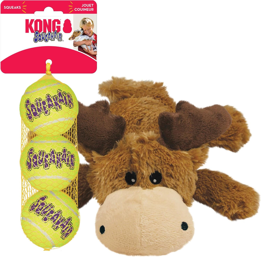 Kong Cozie Marvin Moose &amp; pelotas SqueakAir (paquete de 3) - Ju...