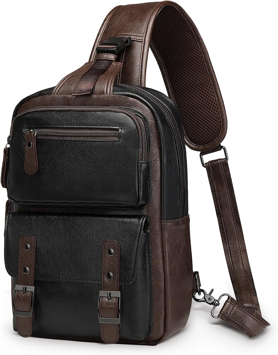 SUIKIHUM Mochila vintage de piel sintética, bandolera cruzada con c...