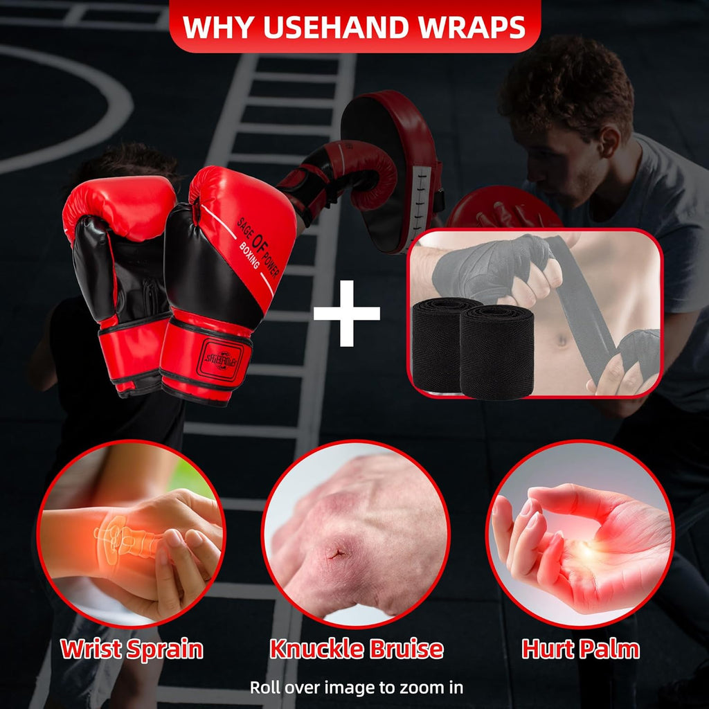 Juego de almohadillas de boxeo y guantes de boxeo 3 en 1, almohadil...