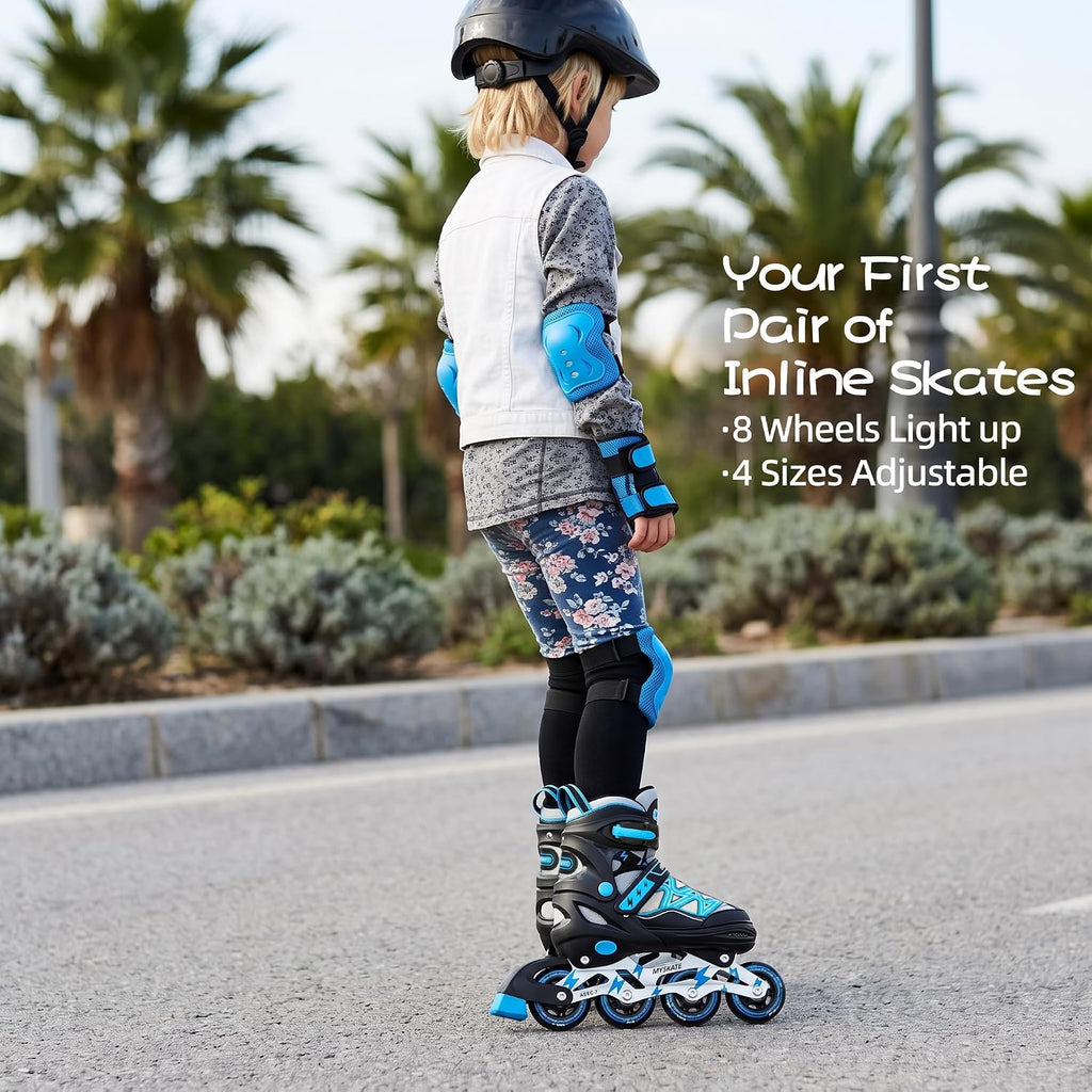 Lightning Adjustable 4 Sizes Inline Skates with Full Light up Wheel...