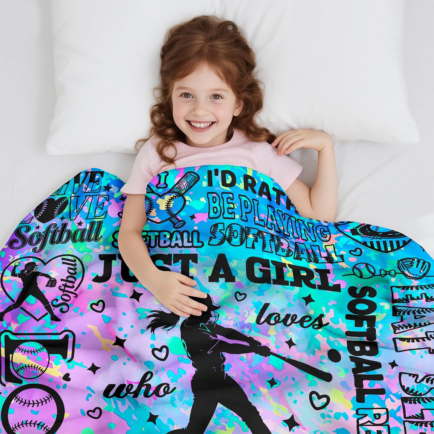 Manta de sóftbol, regalos para niñas y mujeres, manta de franela de...