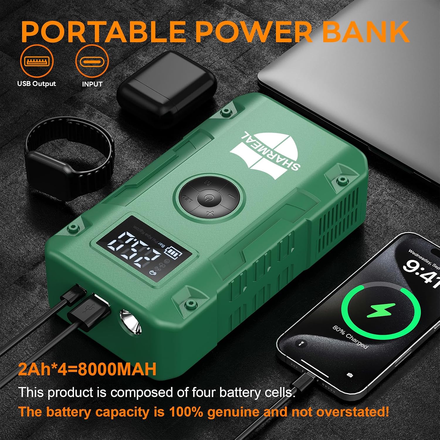 Sharmeal Arrancador de batería de coche de 7000 A, 12 V con compres...