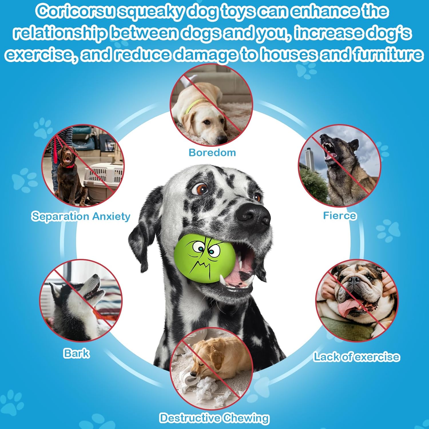 Coricorsu 8 cm Juguetes para perros con sonido Cara divertida sonri...