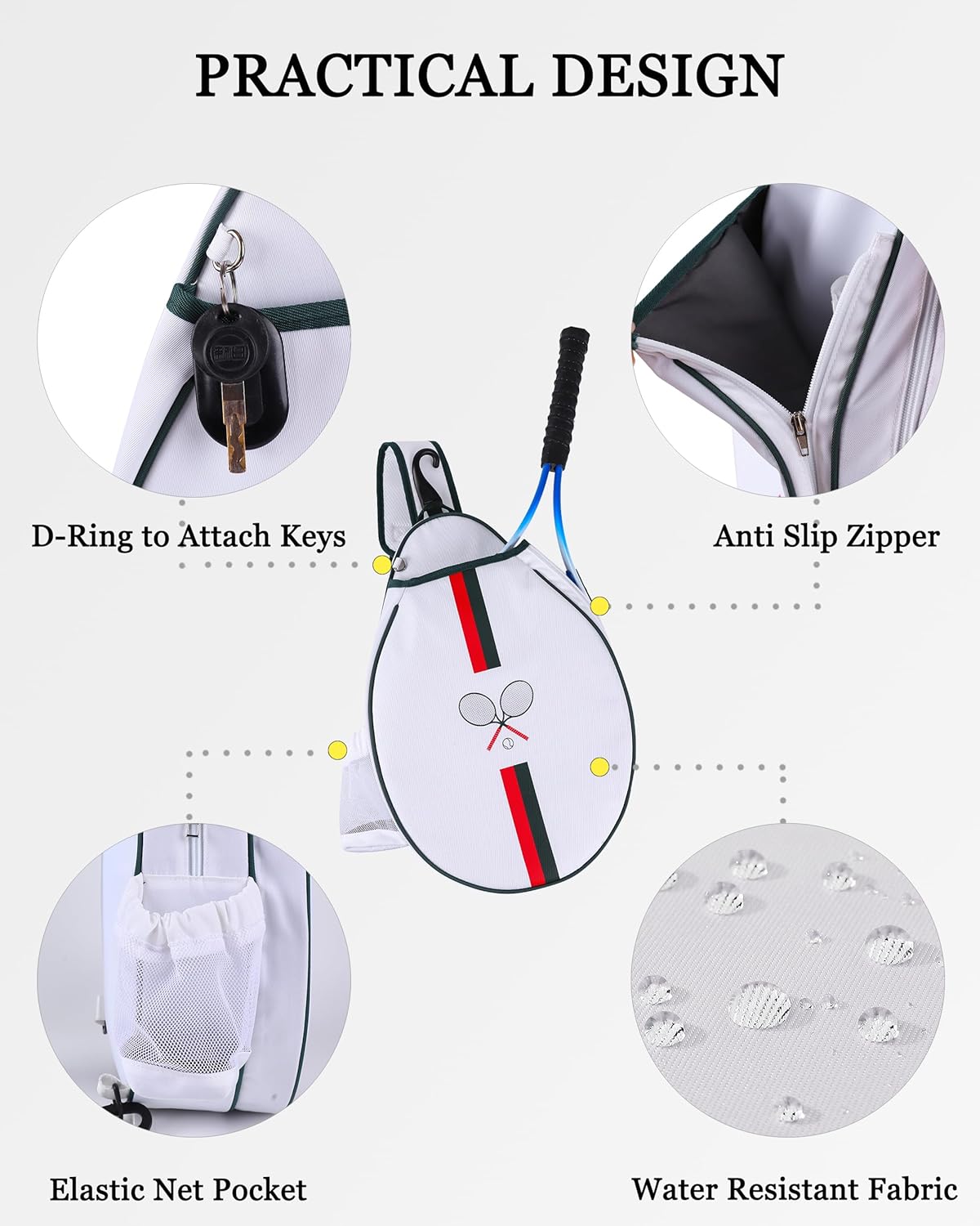 Rejolly Bolsa Bandolera de Raqueta de Tenis para Mujeres y Hombres...