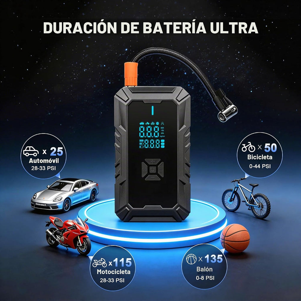 Arrancador de batería de coche con compresor de aire, paquete de sa...