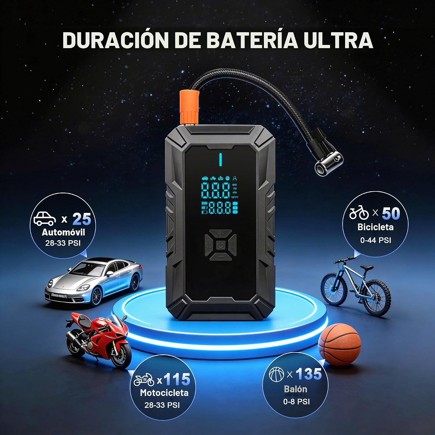 Arrancador de batería de coche con compresor de aire, paquete de sa...