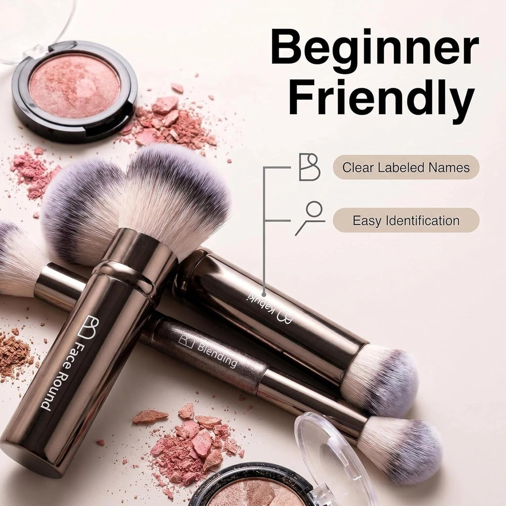 Brochas de maquillaje profesionales BS-MALL con estuche de viaje, p...