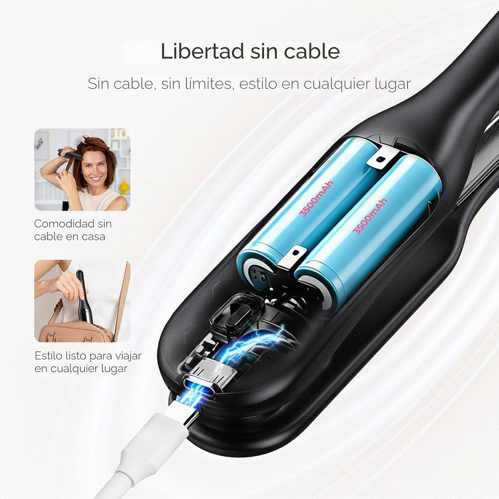 TYMO Mini plancha plana inalámbrica, mini plancha rizadora de pelo...