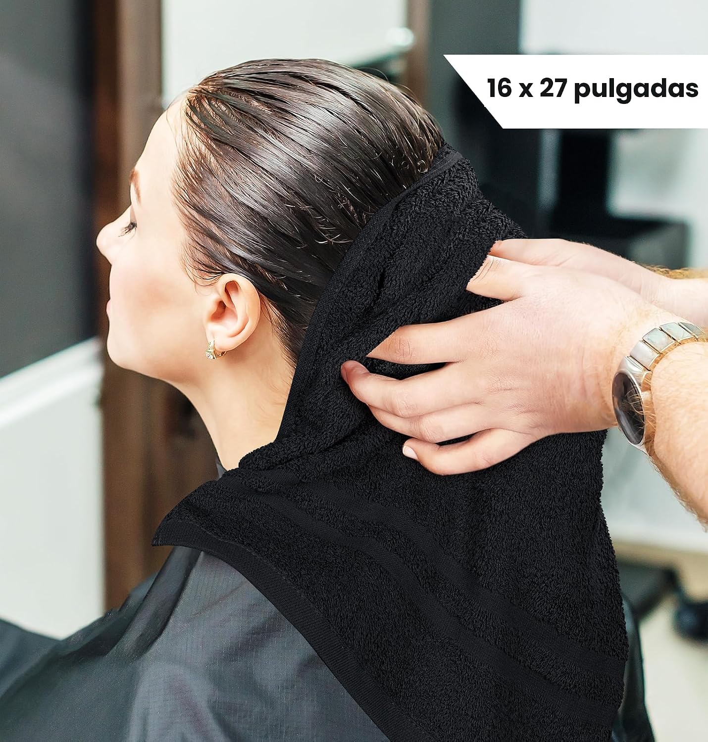 Toallas de salón a prueba de lejía 16, Madera, Negro, 24 unidades