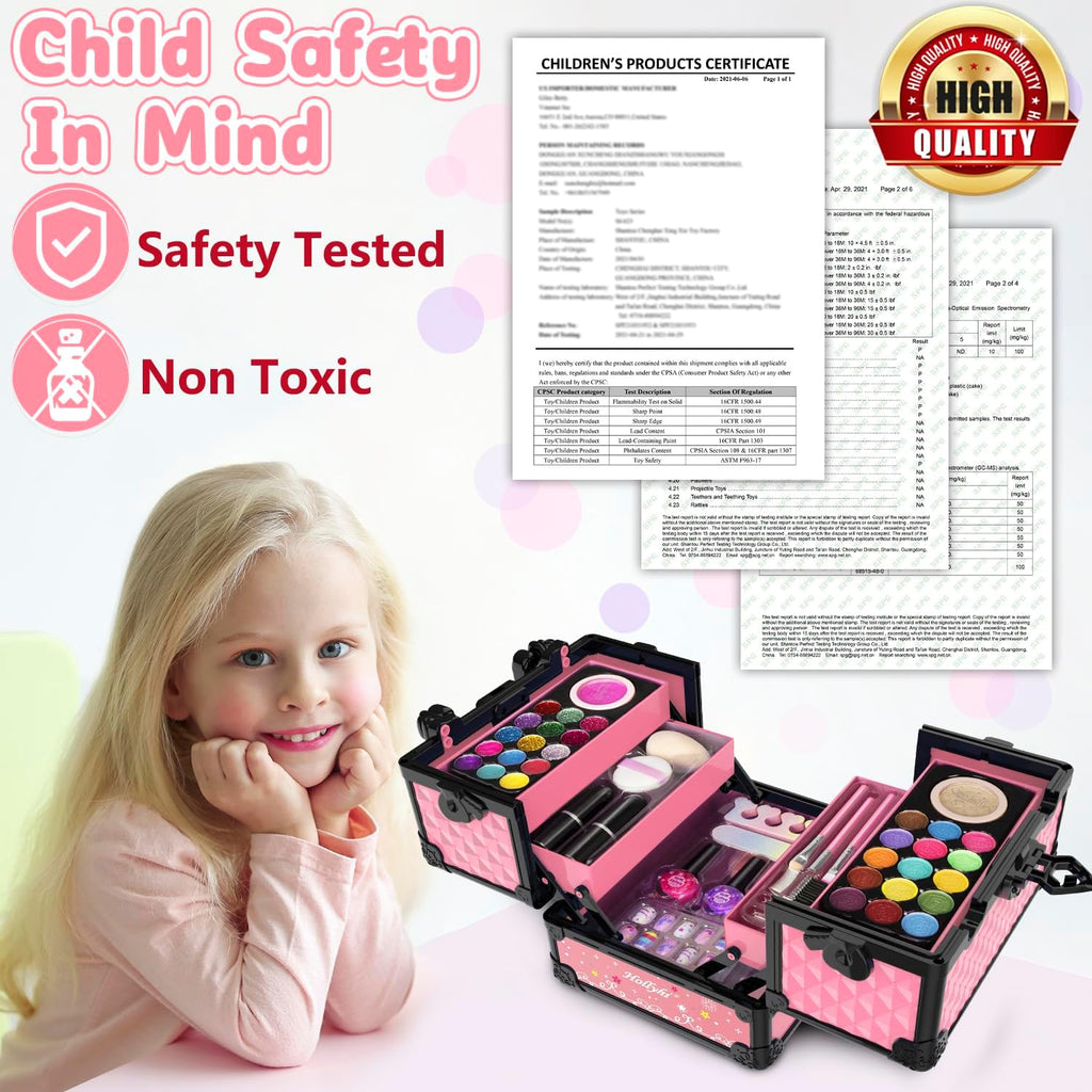 Hollyhi Juego de 59 piezas de maquillaje para niñas, juego de jugue...