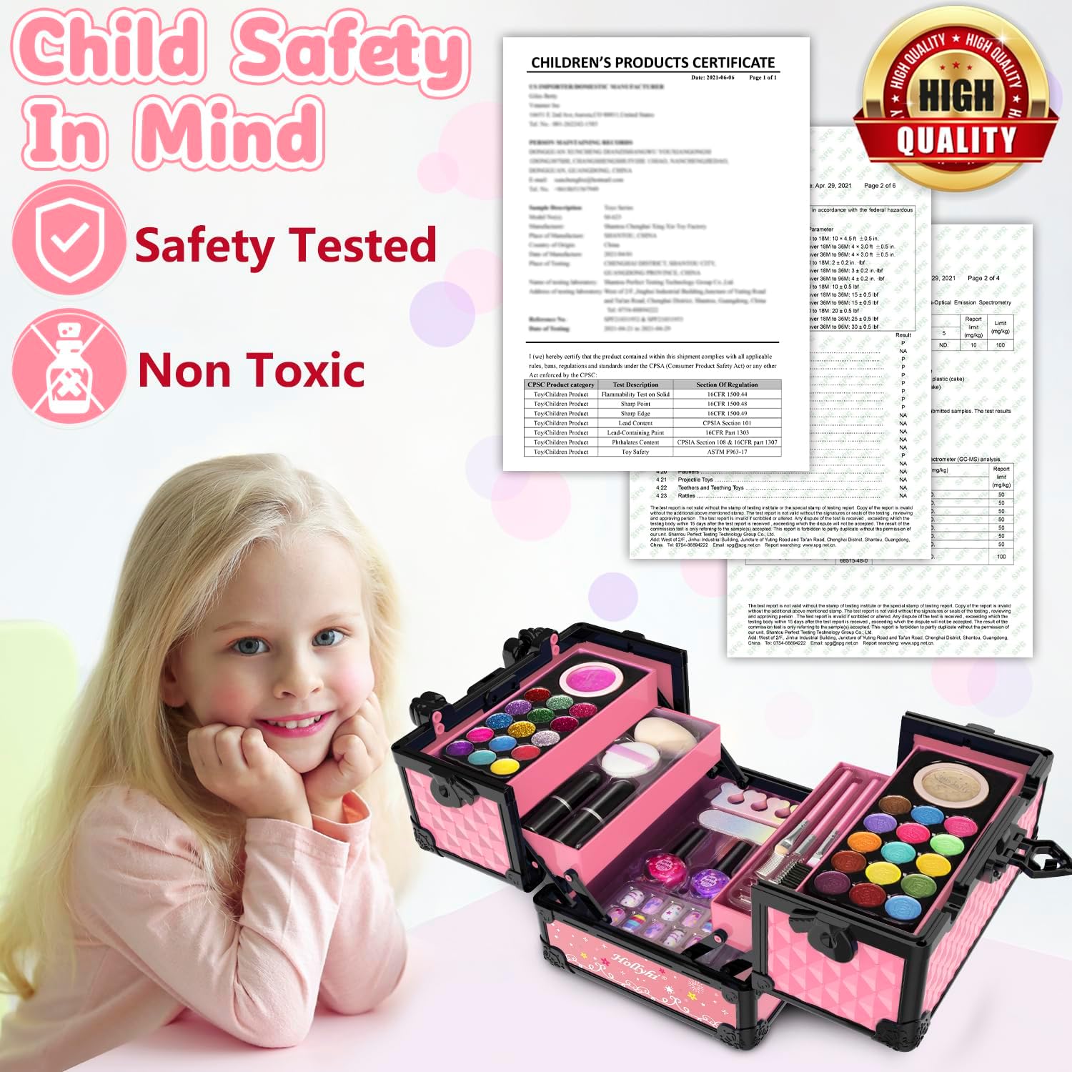 Hollyhi Juego de 59 piezas de maquillaje para niñas, juego de jugue...