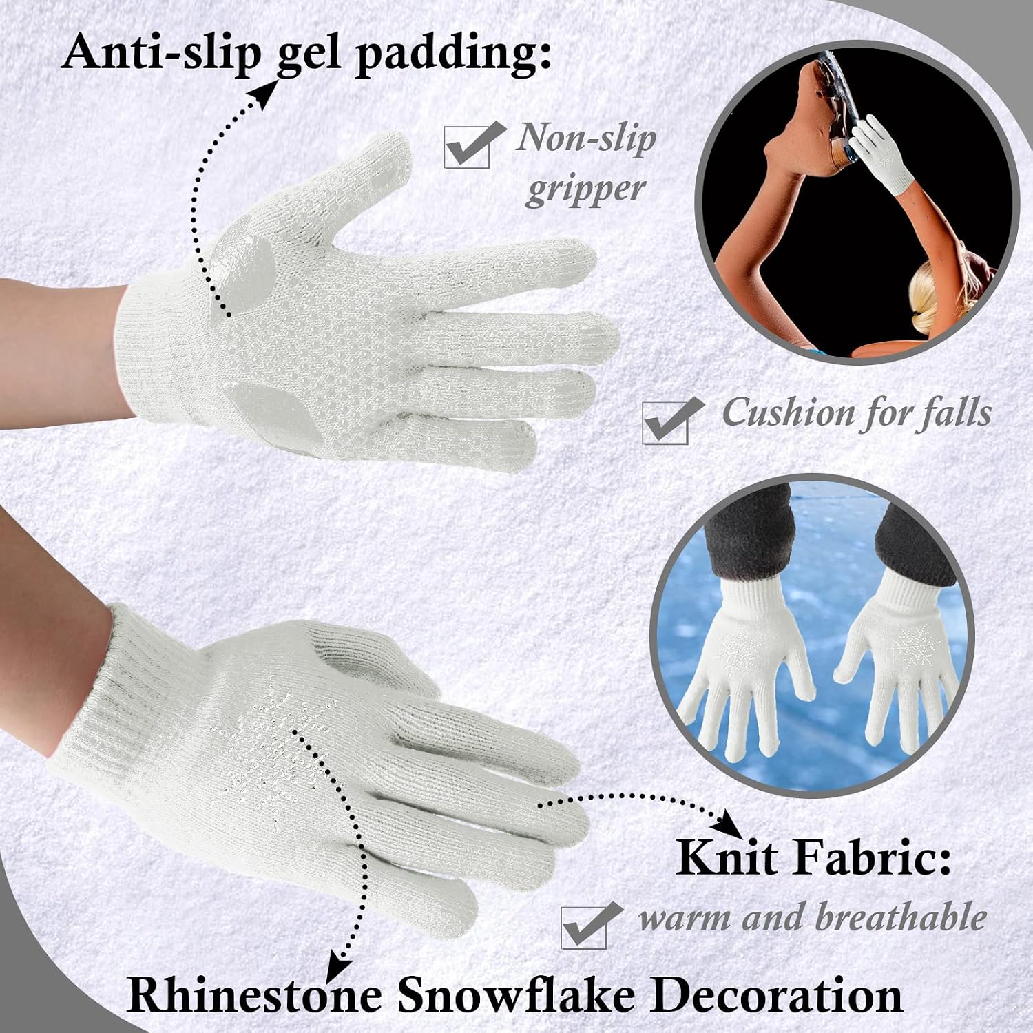 Jiuguva 3 Pares de Guantes para Patinaje sobre Hielo Accesorios de...