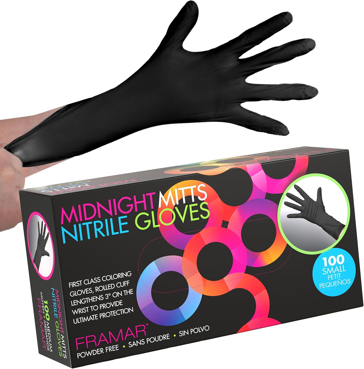FRAMAR Guantes de nitrilo sin polvo, pequeños, de 12 pulgadas, sin...