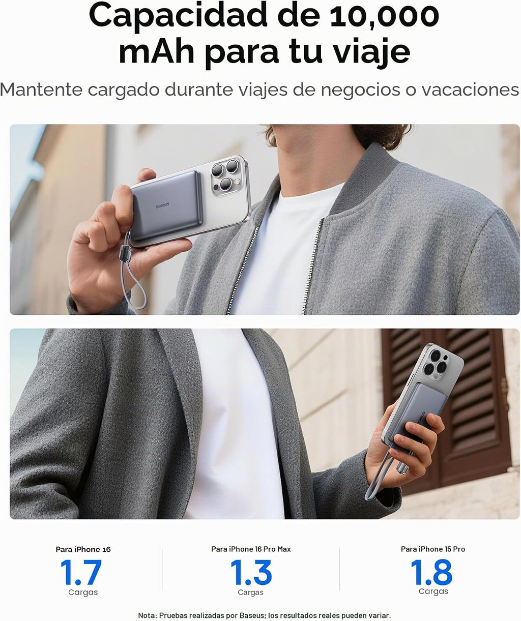 Baseus Picogo Qi2 - Cargador portátil Magsafe de 15 W, cargador por...
