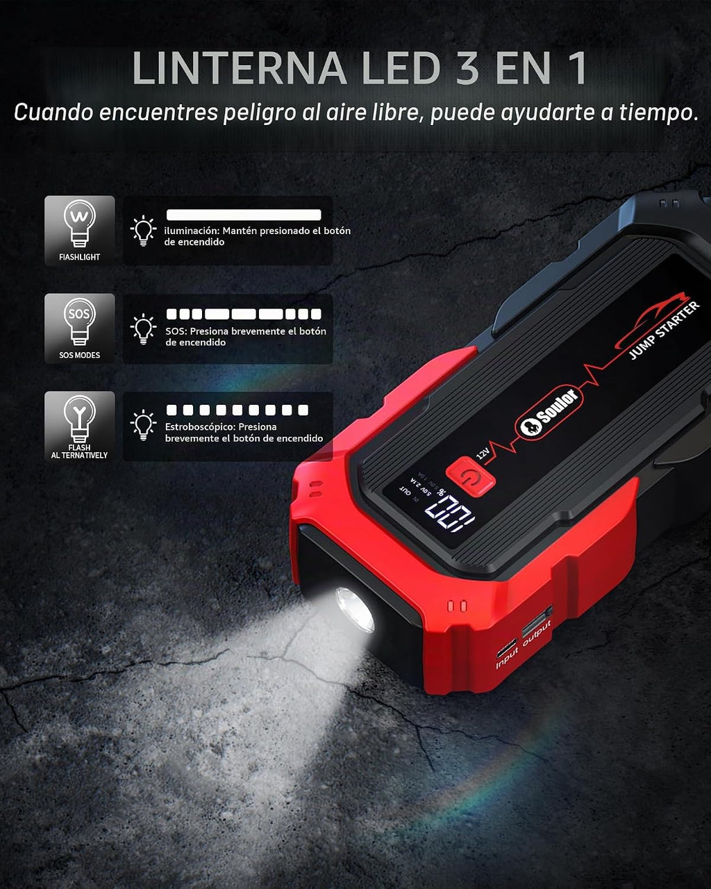 Arrancador de batería de arranque portátil de batería de coche para...