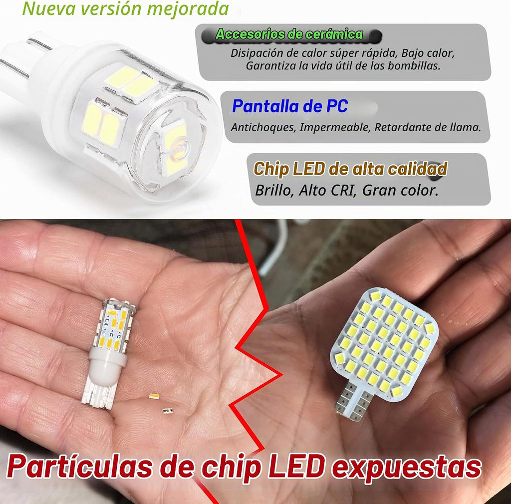 10 bombillas LED brillantes T10 921 922 912 194 168 906 2825 para l...
