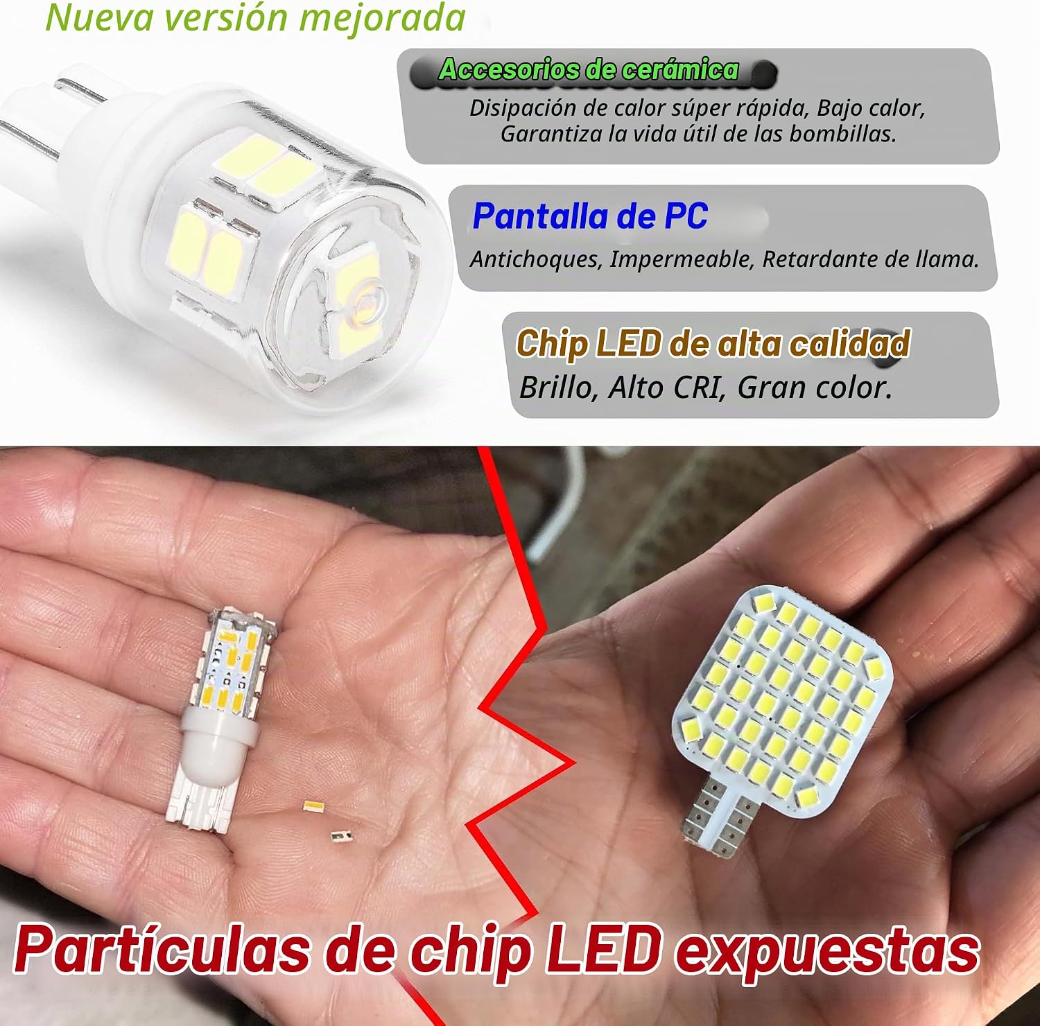10 bombillas LED brillantes T10 921 922 912 194 168 906 2825 para l...