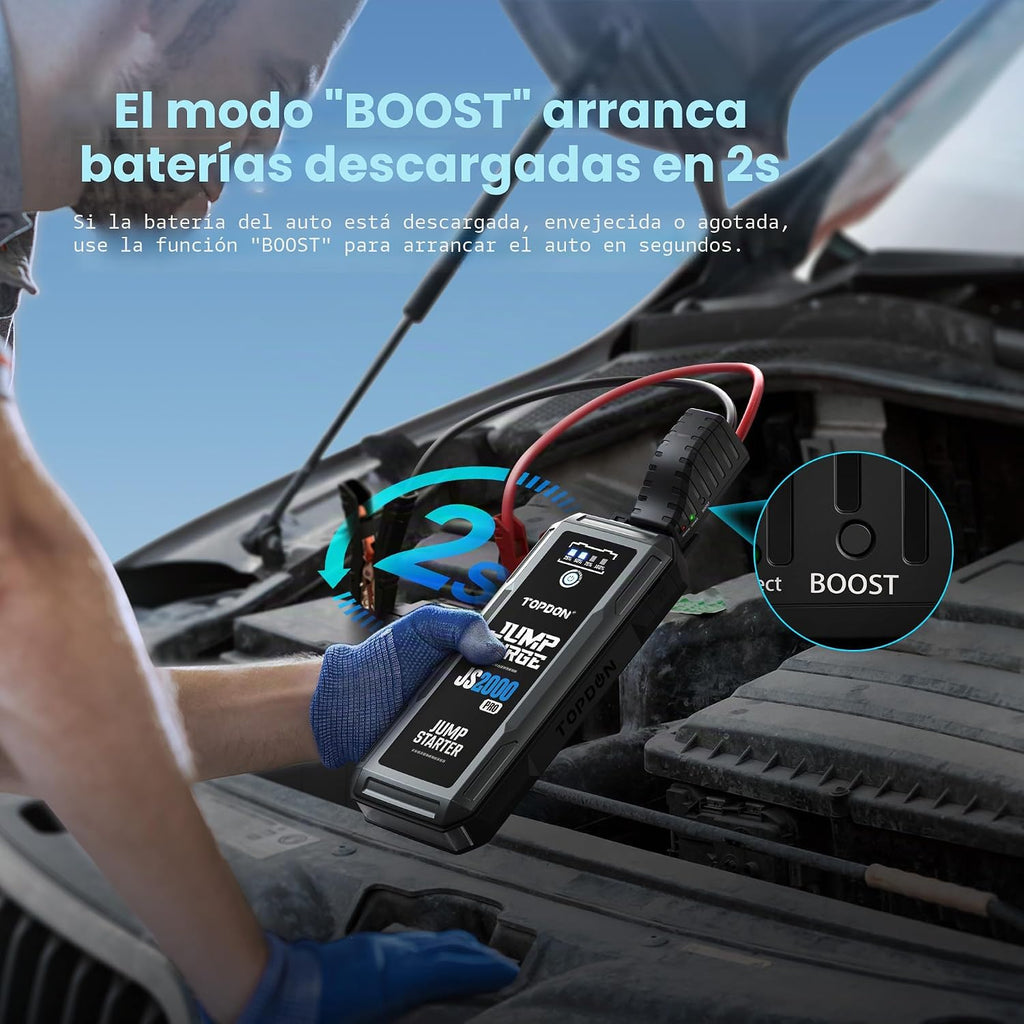 TOPDON Cargador de batería de coche, arrancador de batería de pico...
