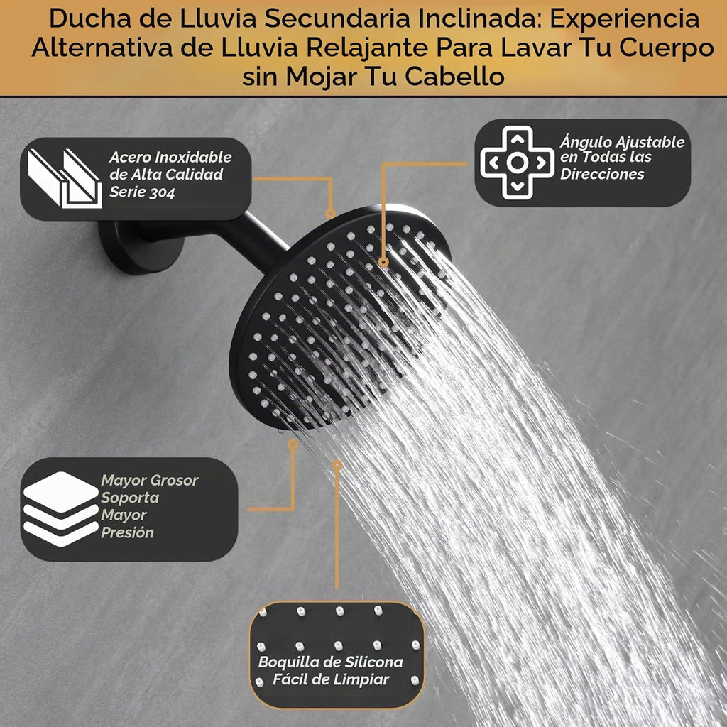 VANFOXLE Juego de grifo de ducha termostático, sistema de ducha neg...