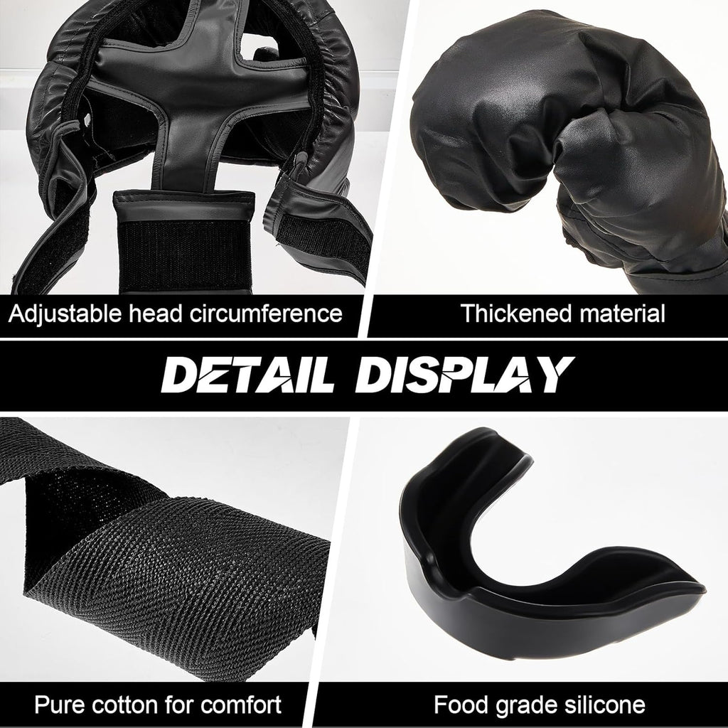 Kanayu Juego de 7 piezas de guantes de boxeo de 16 onzas, casco par...
