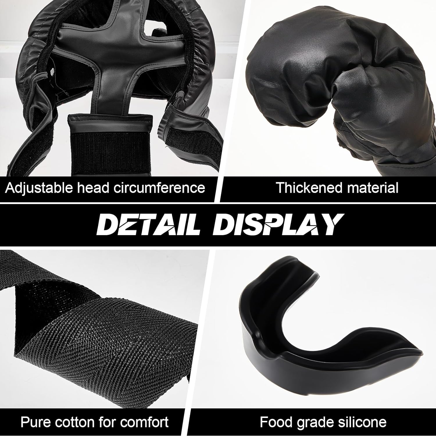 Kanayu Juego de 7 piezas de guantes de boxeo de 16 onzas, casco par...