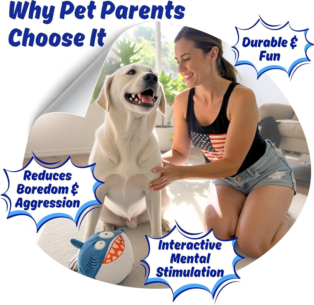 PeppyPawz - Sharky - Juguete masticable de peluche 3 en 1 para perr...