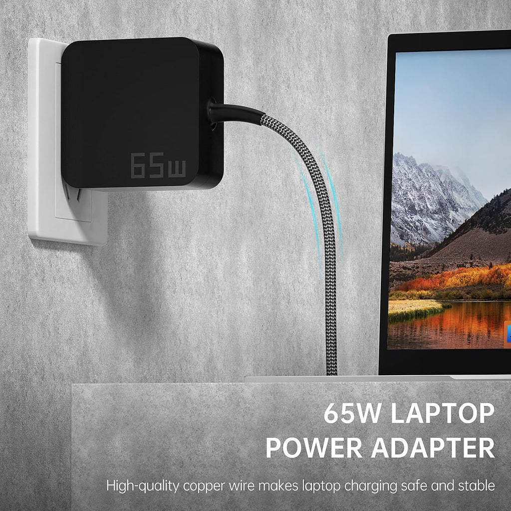 Cargador USB C para portátil de 65 W | Adaptador de corriente USB-C...