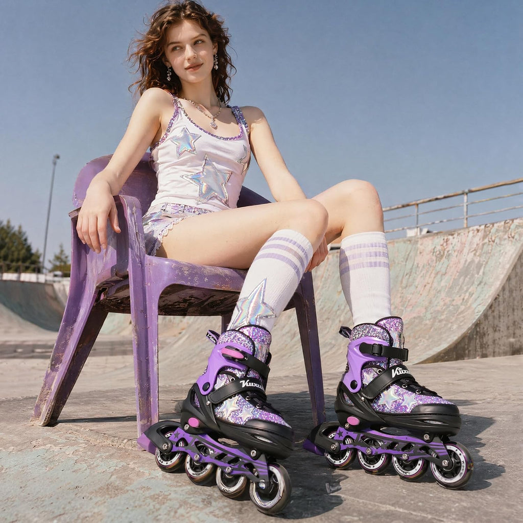 Kuxuan Adjustable Inline Skates for Girls and Women | Full Light Up...