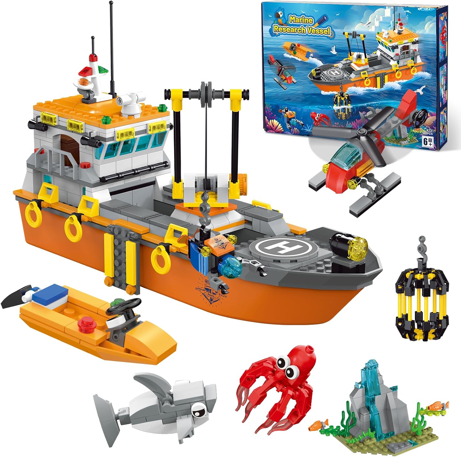 Conjunto de construcción de barco explorador oceánico de la ciudad,...