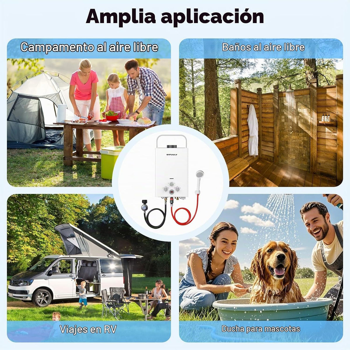 Syfuulv Calentador de agua de propano sin tanque para exteriores, c...