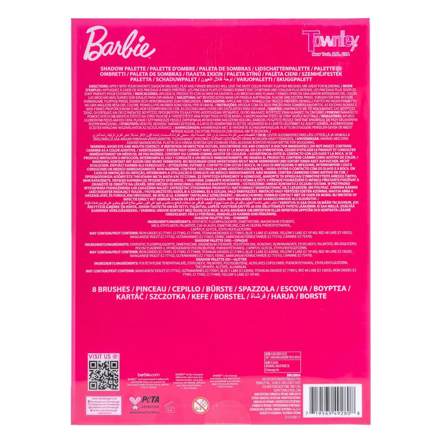 Barbie - Paleta de Sombras de Ojos de 35 Compartimentos, Colores Br...