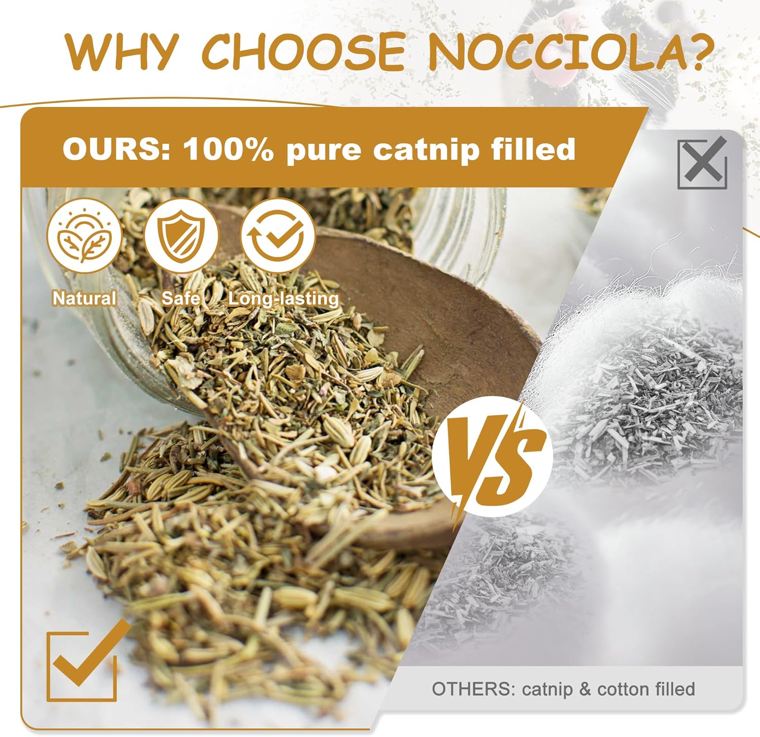 Nocciola Paquete de 3 Juguetes de Hierba Gatera para Gatos, Diverti...