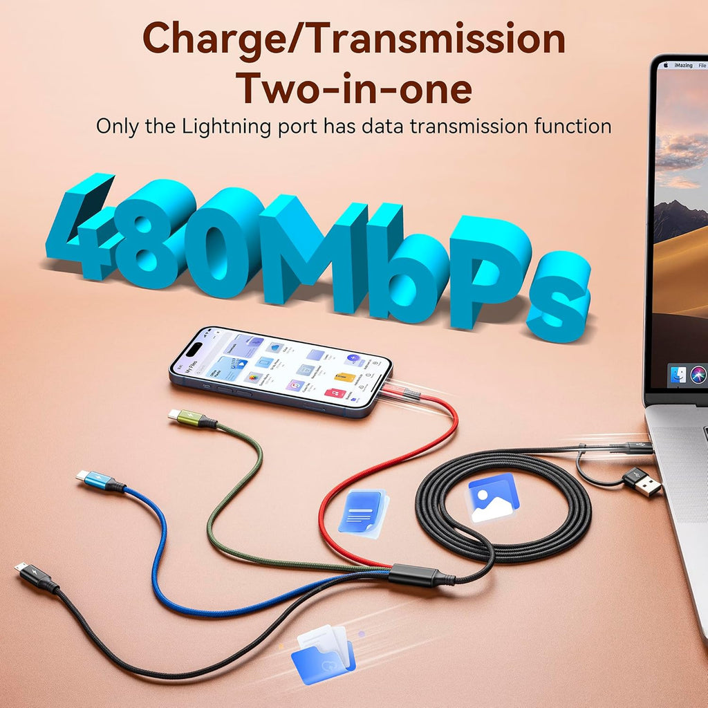 MINLU Cable de carga múltiple dual USB-C 4 en 2 para todos los disp...