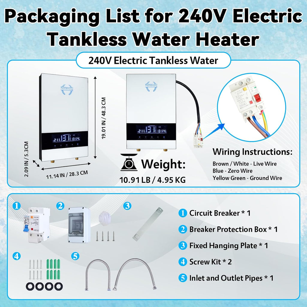 calentador de agua eléctrico sin tanque 14kW, calentador de agua ca...