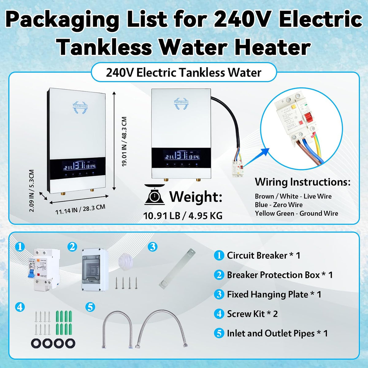 calentador de agua eléctrico sin tanque 14kW, calentador de agua ca...